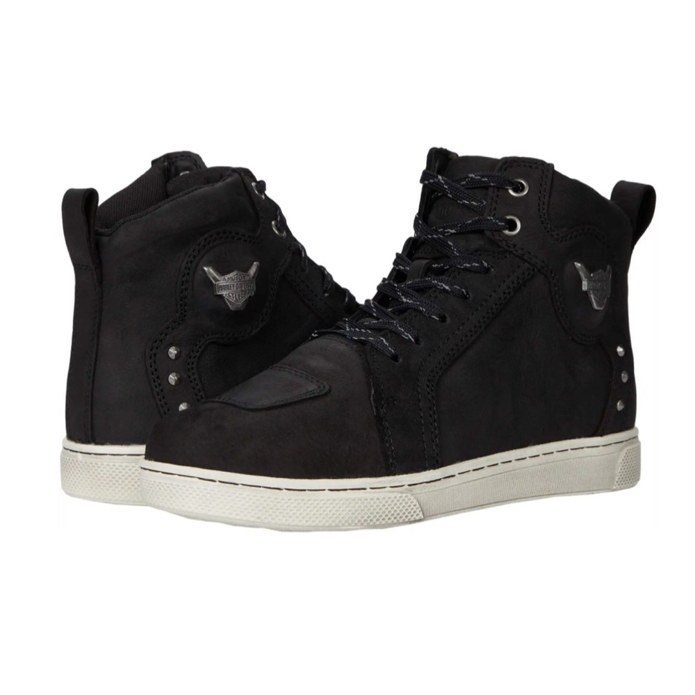Harley-Davidson Black High-Top Ankle Boots with White Grunge Sole